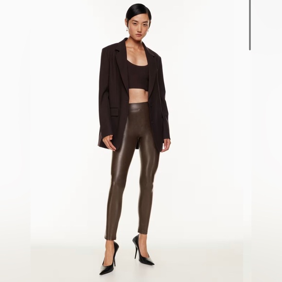 Aritzia Ten by Babaton Showcase Pants Dark Brown Leather Pants Leggings XS - Picture 1 of 5